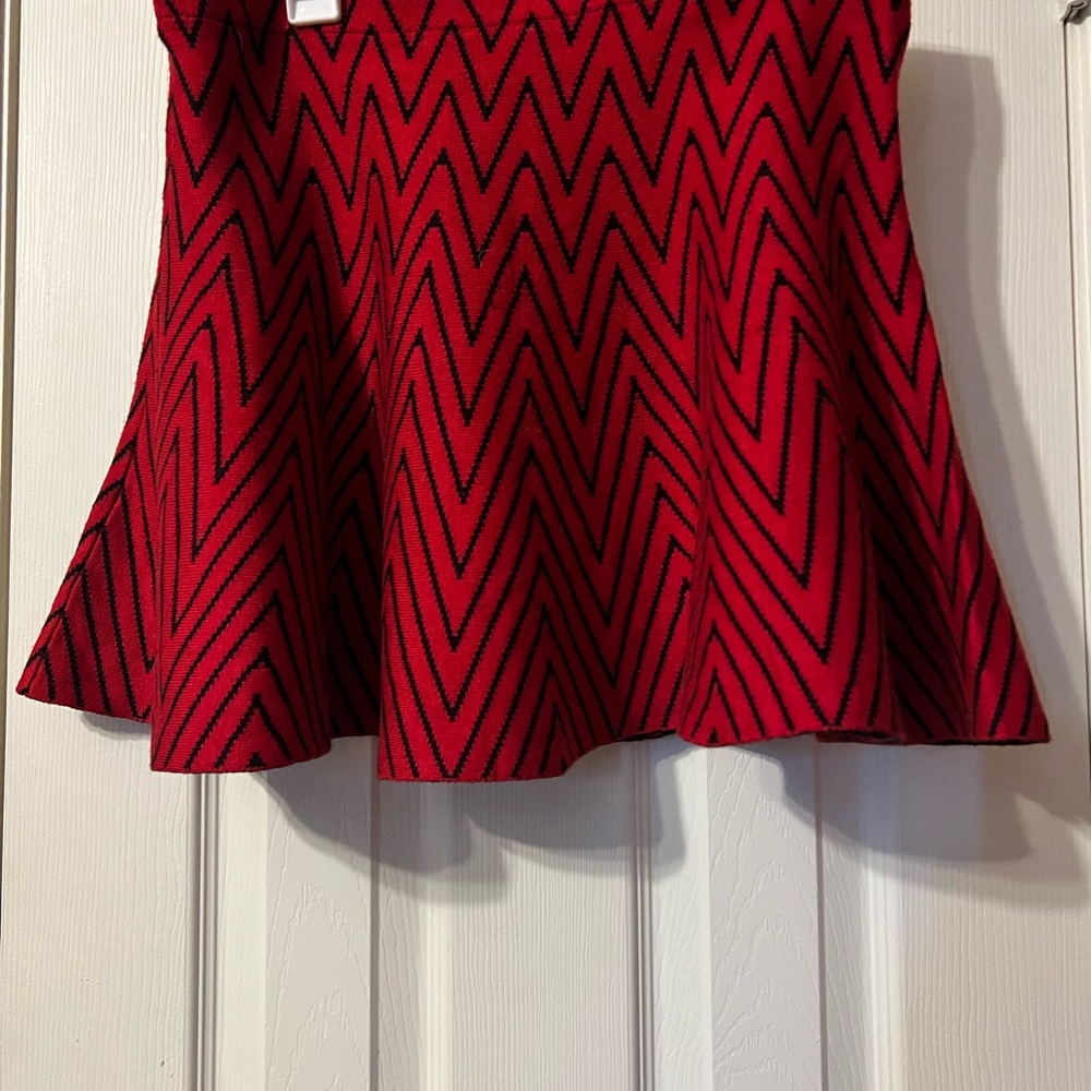 Candie's Red and Black Zigzag Mini Skirt